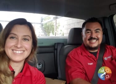 Angel & Crystal in the service truck on there way to a sales call