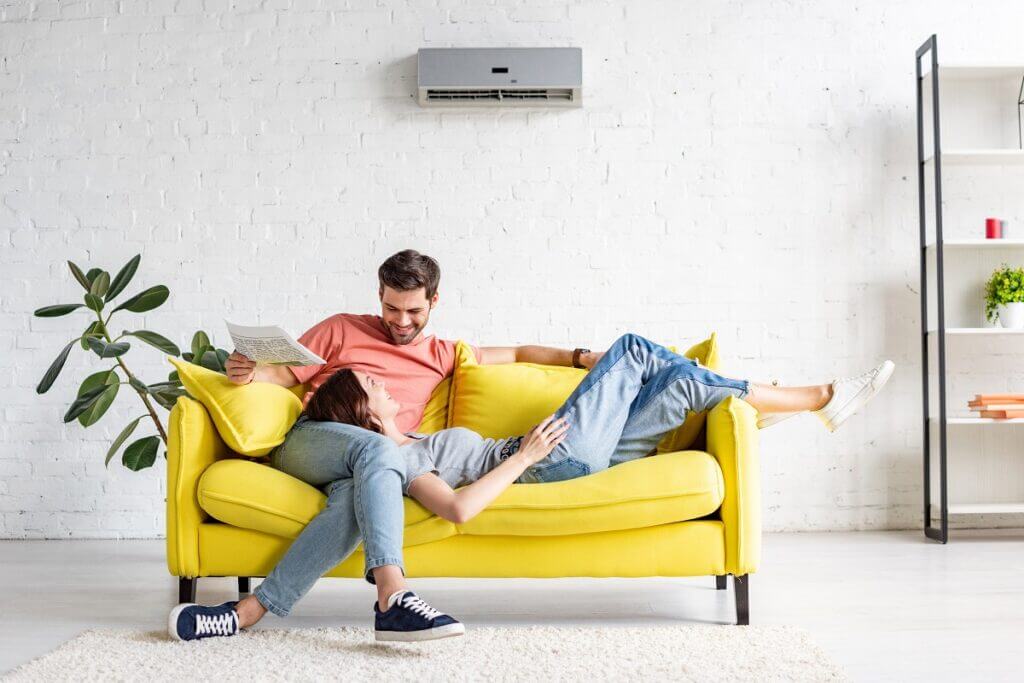 Couple indoors with hvac