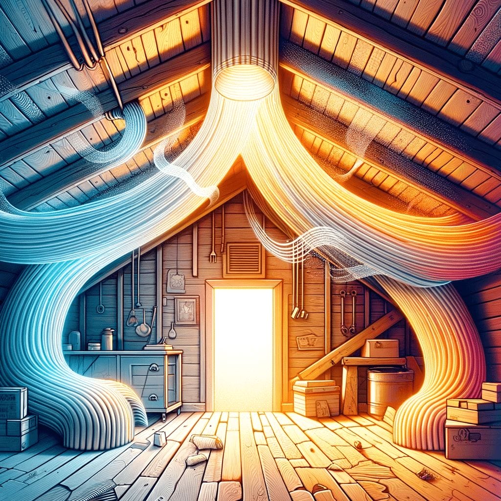 An illustration of a room with a light coming out of it.