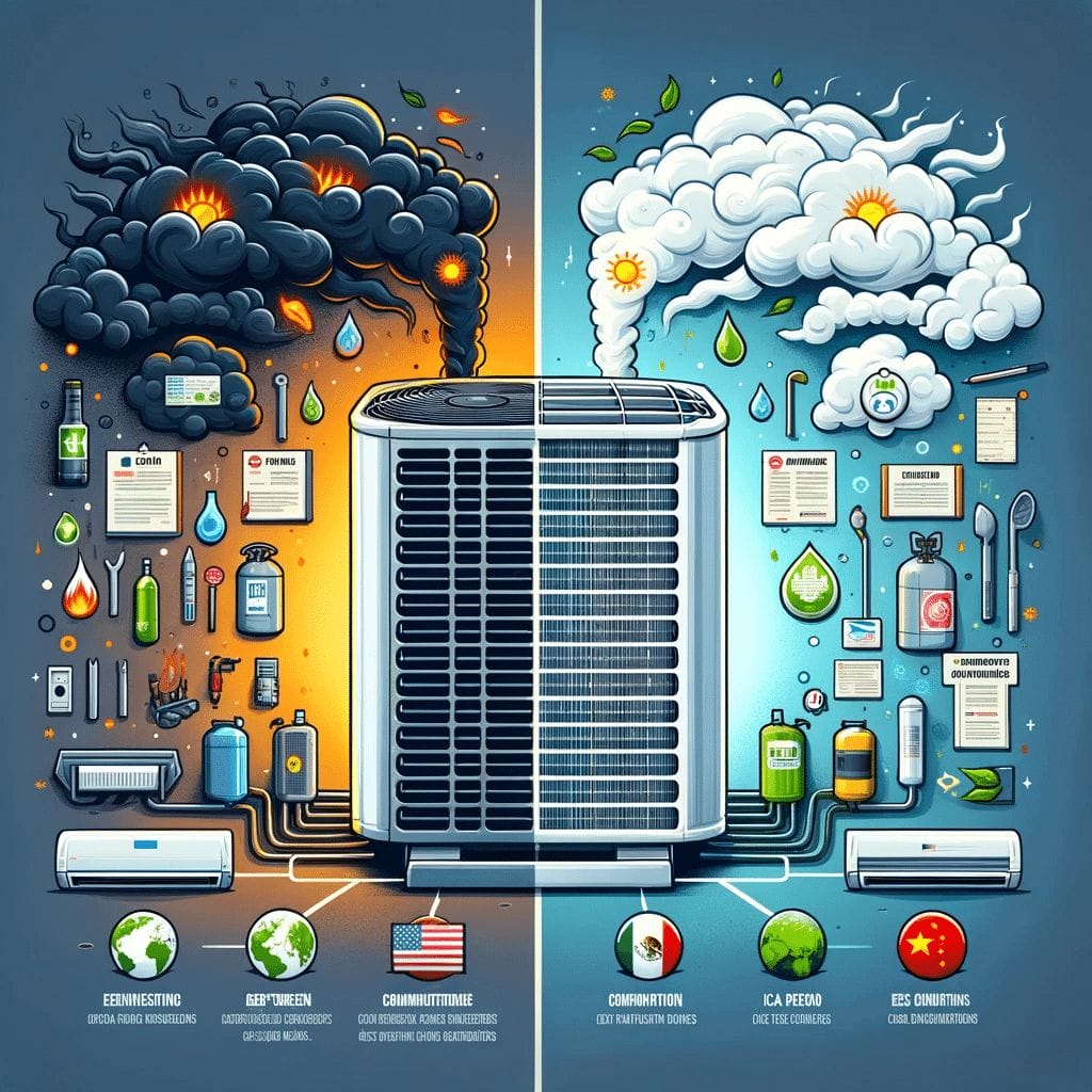 A diagram of a heating and air conditioning unit.