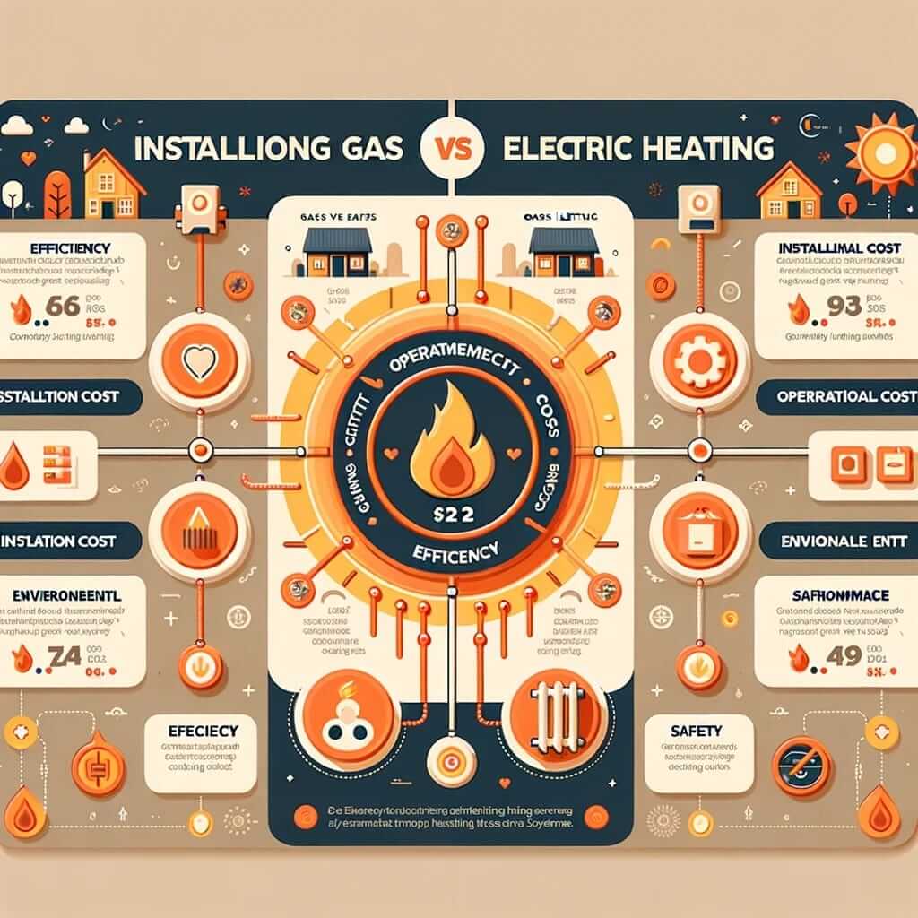 An infographic about installing gas and electric heating.