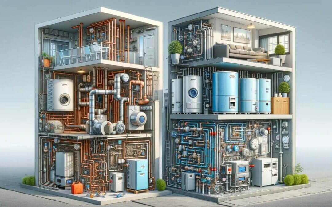 A 3d illustration of a building with pipes and equipment.