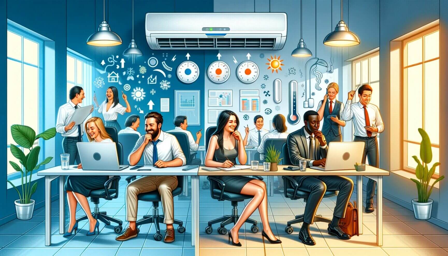 A group of people working in an office.