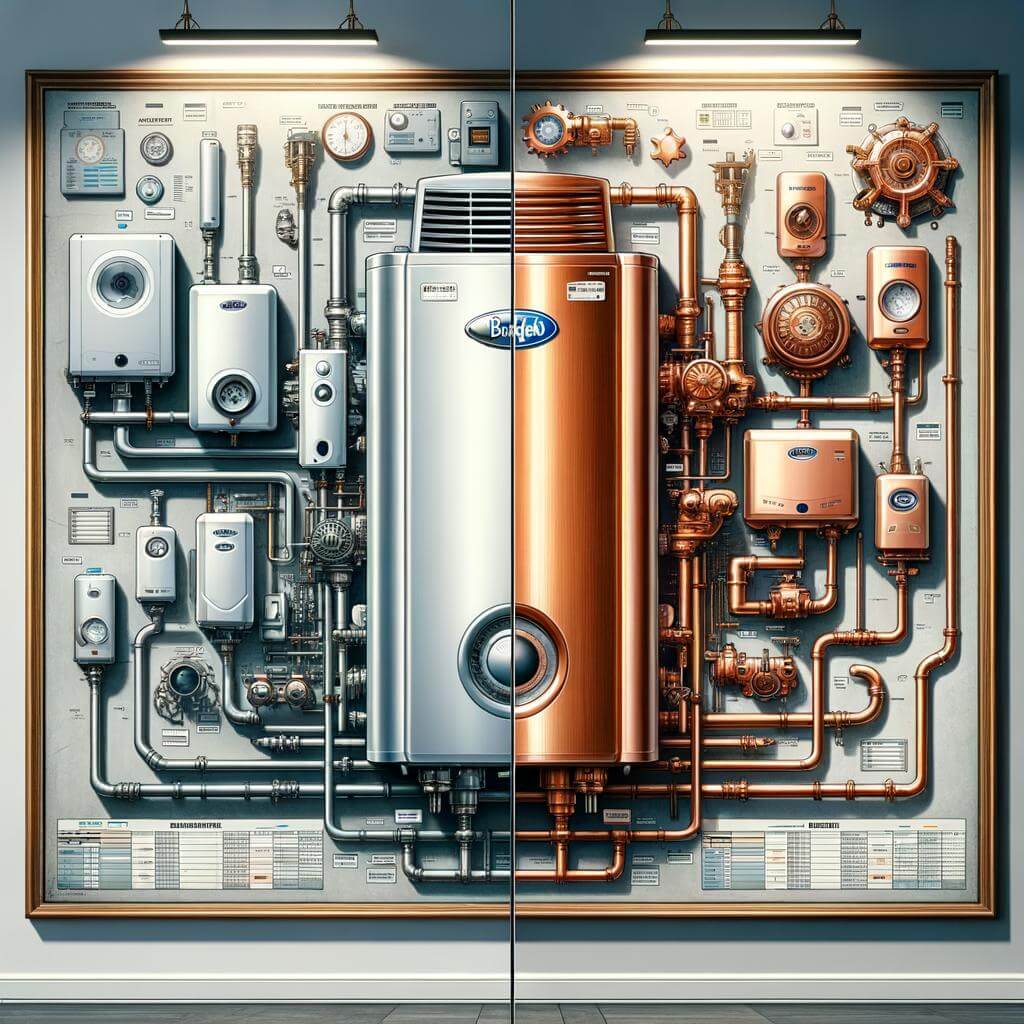 A picture of a water heater in a room.