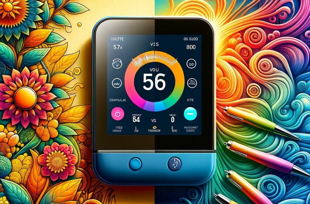 A colorful phone with a colorful background.