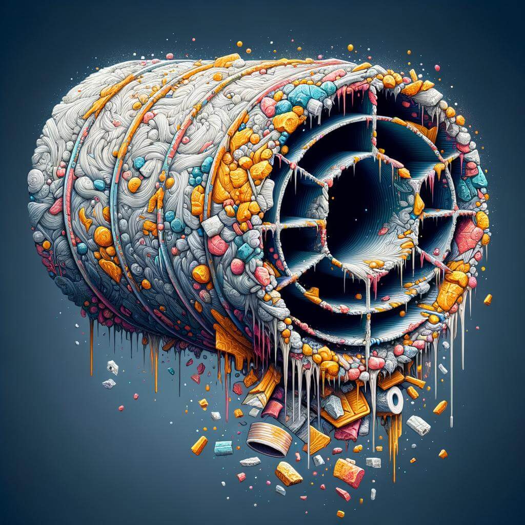 An illustration of a barrel with colorful splatters on it.