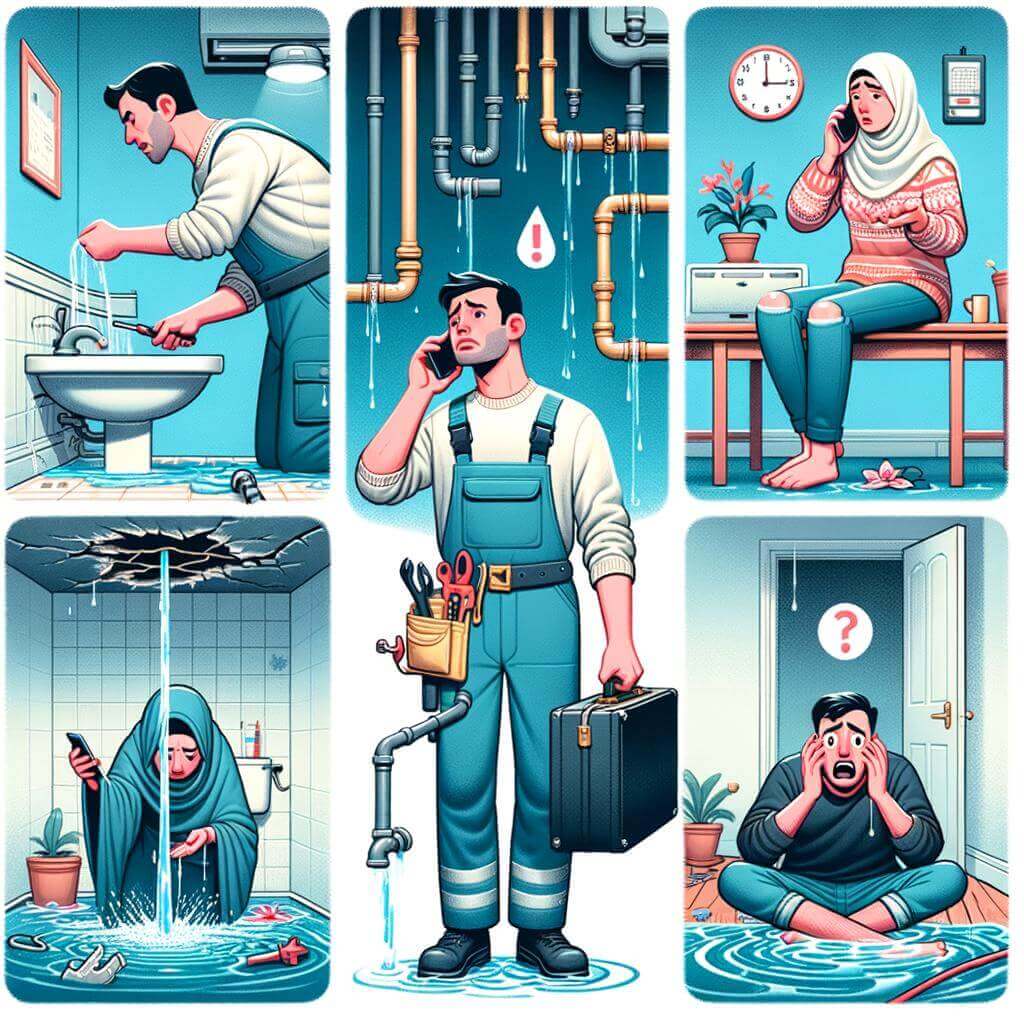 Emergency Plumbing Illustrated: From receiving a call to taking quick steps to minimize damage by fixing a burst pipe in a flooded bathroom.