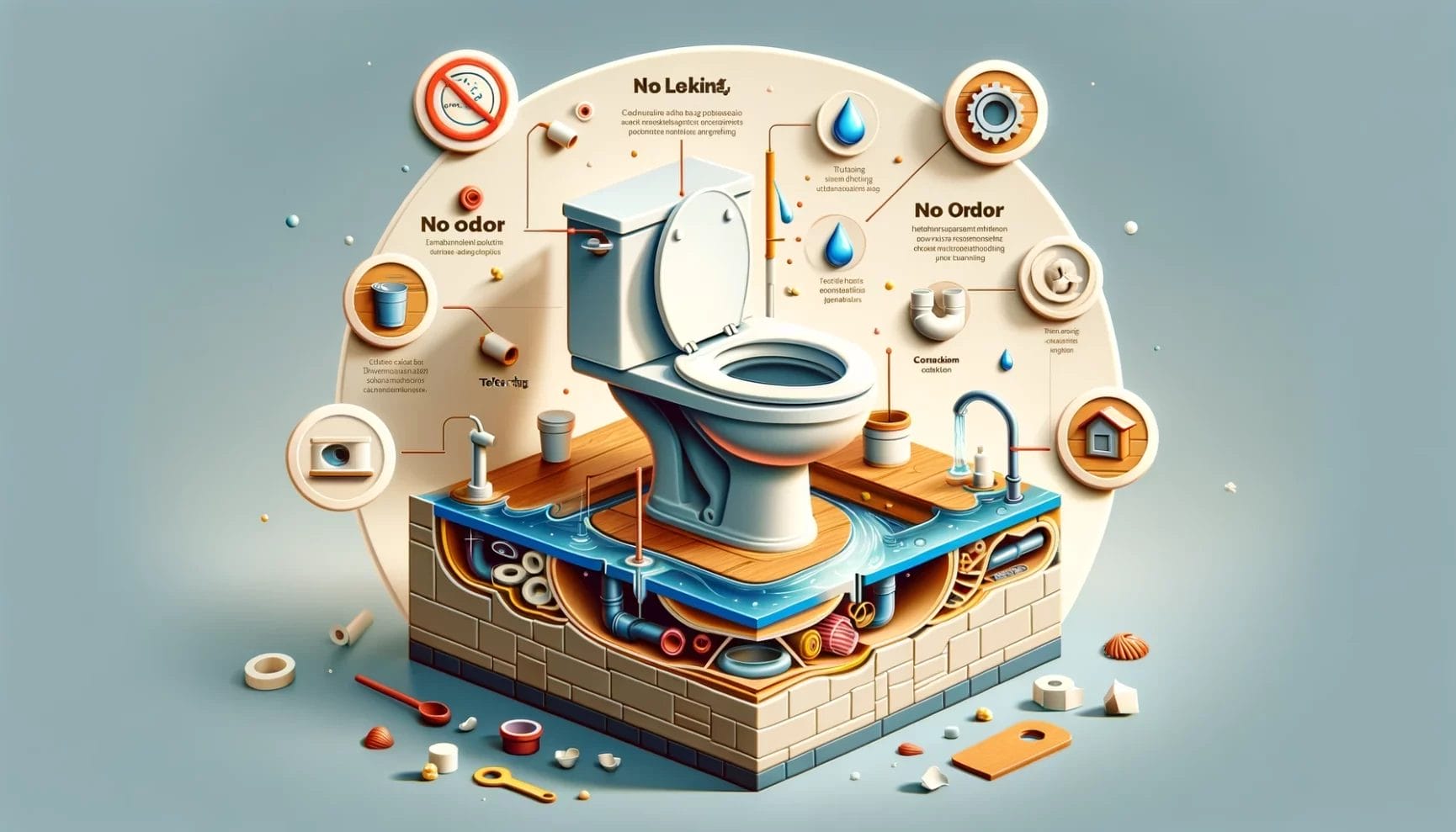 An illustrative cross-section of a high-tech toilet highlighting its odor-eliminating features and advanced functionality.