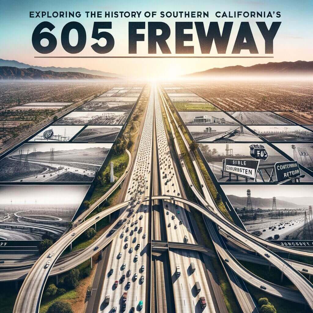 make me a catchy blog post images that is eye catching that help my customers know what the blog is about for, be sure to make the image look High def and clear: Exploring the History of Southern California’s 605 Freeway